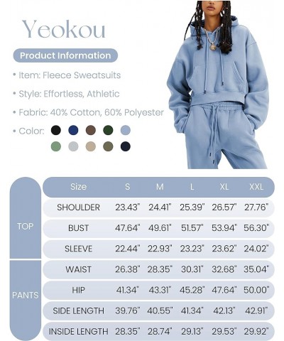 Women's Fleece 2 Piece Outfits Sweatsuits Pullover Hoodie Sweatshirt Jogger Pants Tracksuits Set Dustyblue $23.38 Activewear