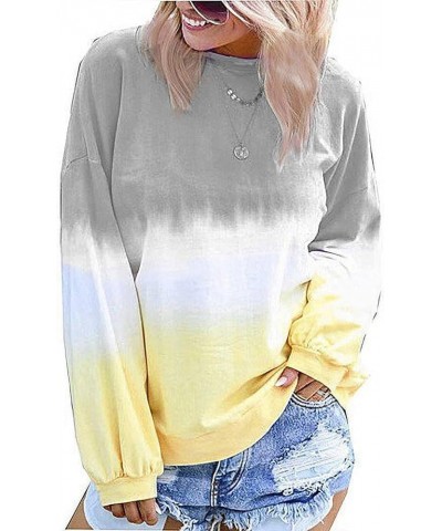 Sweatshirts for Women Fall Fashion 2023 Casual Crewneck Long Sleeve Pullover Loose Fit Stripe Print Tops Y2k Clothes H Gray $...