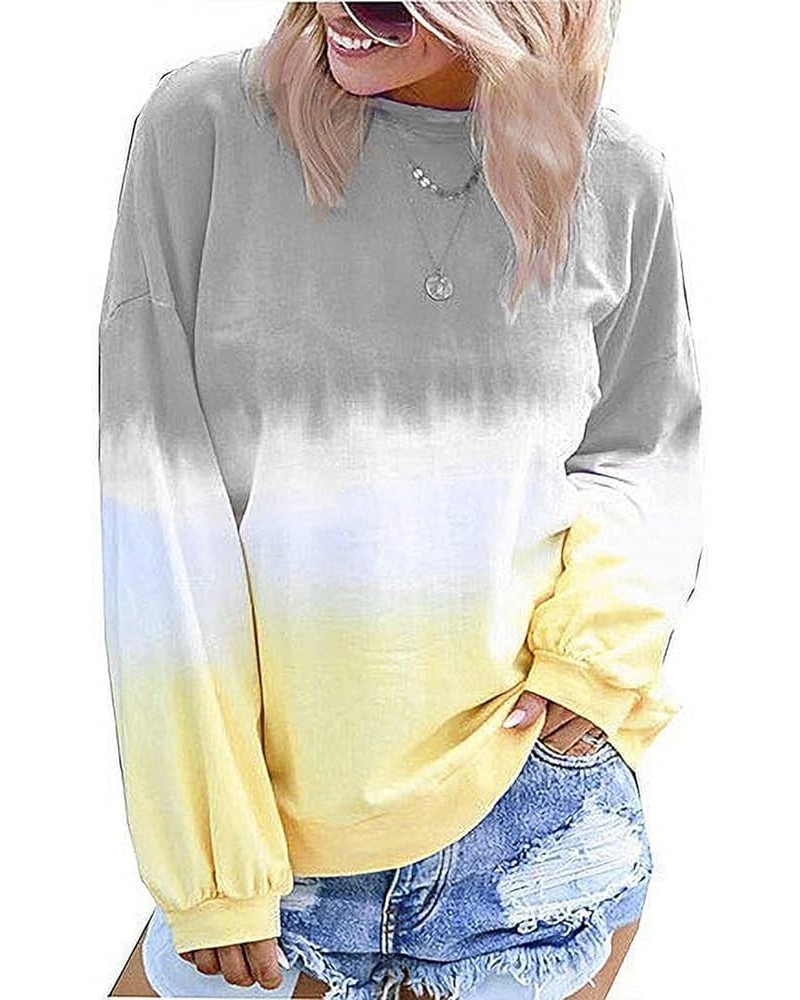 Sweatshirts for Women Fall Fashion 2023 Casual Crewneck Long Sleeve Pullover Loose Fit Stripe Print Tops Y2k Clothes H Gray $...