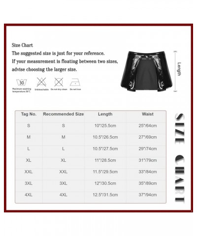 Women Shiny Leather Cover-Up Skirt Patent Look Mini Skirt High Waist Open Front Mini Skirts Red $5.27 Skirts