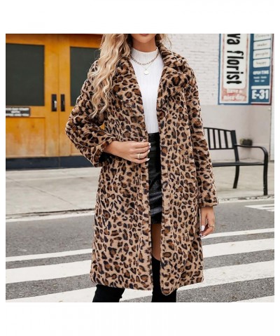 Women's Faux Fur Jackets Leopard Printed Furry Cardigan Coats Mid-Length Long Sleeve Outerwear Winter Warm Coat Brown $12.60 ...