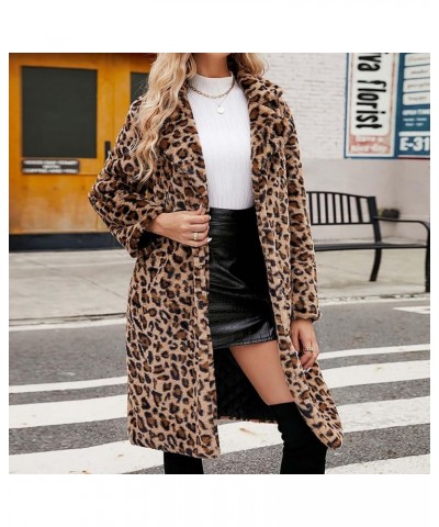 Women's Faux Fur Jackets Leopard Printed Furry Cardigan Coats Mid-Length Long Sleeve Outerwear Winter Warm Coat Brown $12.60 ...