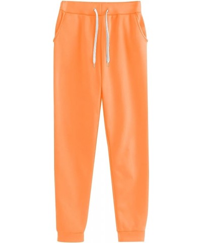 Womens Sweatsuits 2 Piece Set High Waisted Joggers with Pockets Solid Color Matching Hoodie and Sweatpants Set Orange Track S...