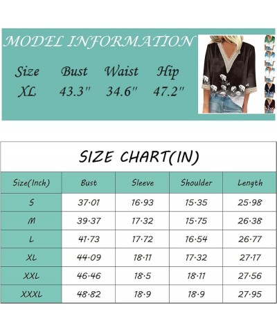 Womens Summer Tops 2023 3/4 Sleeve Sexy V Neck Floral Print Blouse Casual Loose Tunic Shirts Vintage Graphic Tee 06-green $11...