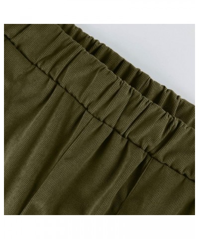 Corduroy Pants for Women Fall Elastic High Waist Straight Wide Leg Pants Winter Work Pants with Pockets A07-green $9.98 Pants