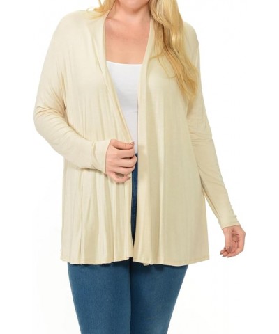 Women's Long Sleeve Jersey Plus Size Cardigan Cream $13.20 Sweaters