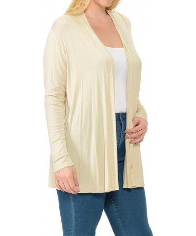 Women's Long Sleeve Jersey Plus Size Cardigan Cream $13.20 Sweaters