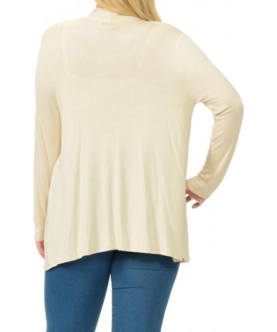 Women's Long Sleeve Jersey Plus Size Cardigan Cream $13.20 Sweaters