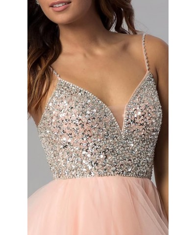 Women's Spaghetti Straps Tulle Homecoming Dresses Short with Sequins Cocktail Party Dresses Light Yellow $41.60 Dresses