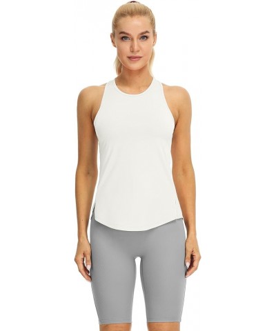 Women's Racerback High Neck Athletic Tank Tops for Workout Yoga Running (Pack of 3) Off White/Camel/Lilac $12.00 Activewear