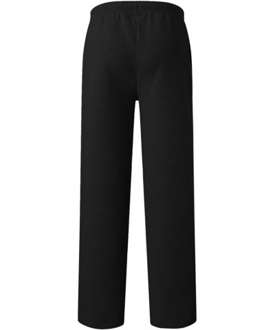 Baggy Wide Leg Sweatpants for Women Fleece High Waist Joggers with Pockets Lightweight Comfy Drawstring Sweat Pants E004-blac...