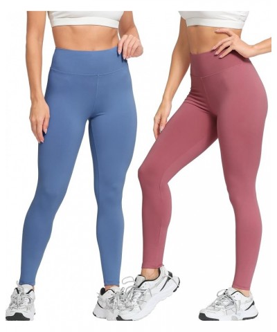 High Waisted Leggings for Women Ultra Soft Stretch Opaque Slim Yoga Leggings One Size & Plus Size 5 Pack-black/Blue/Dark Pink...