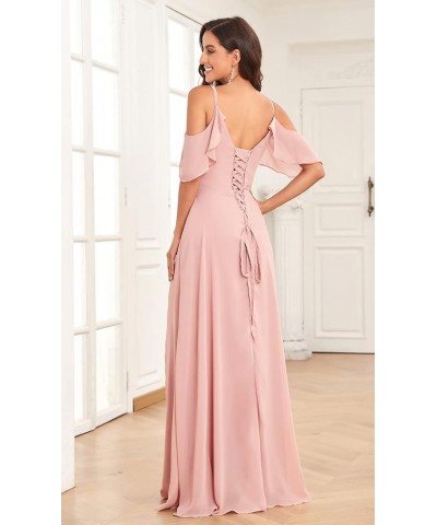 Women's Off The Shoulder Bridesmaid Dresses Long Slit Ruched Chiffon Formal Evening Gowns Wisteria $32.99 Dresses