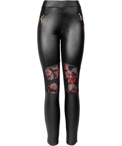 Faux Leather Designs Leggings Flower Insert $9.87 Leggings