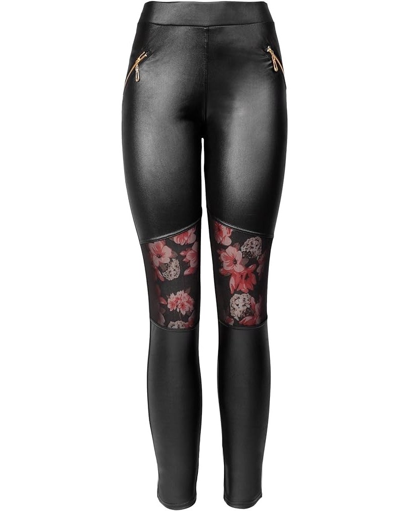 Faux Leather Designs Leggings Flower Insert $9.87 Leggings