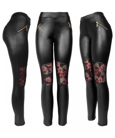 Faux Leather Designs Leggings Flower Insert $9.87 Leggings