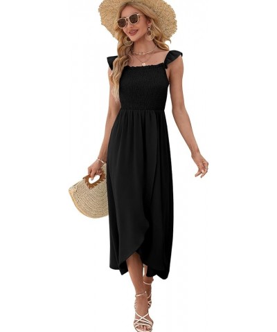 Maxi Dress for Women Ruffle Sleeveless Square Neck Dresses 2024 Summer Dress S-2XL Ac-black $17.15 Dresses