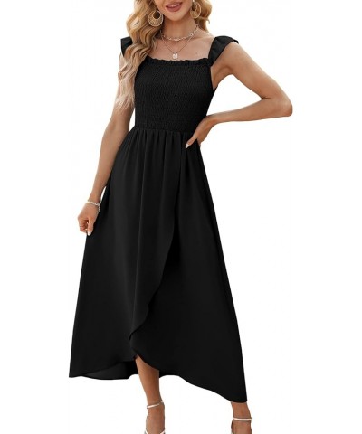 Maxi Dress for Women Ruffle Sleeveless Square Neck Dresses 2024 Summer Dress S-2XL Ac-black $17.15 Dresses