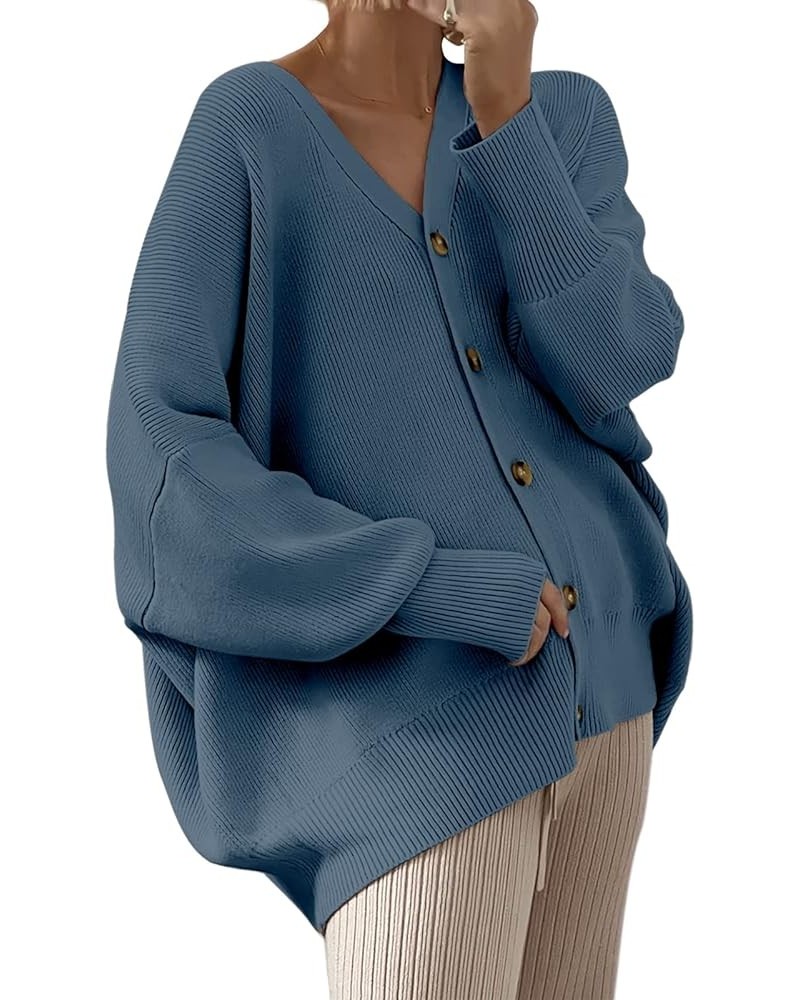 Women's Open Front Oversized Chunky Knit Long Sleeve Casual Loose Fall Fashion Sweaters Cardigan Dusty Blue $17.15 Sweaters