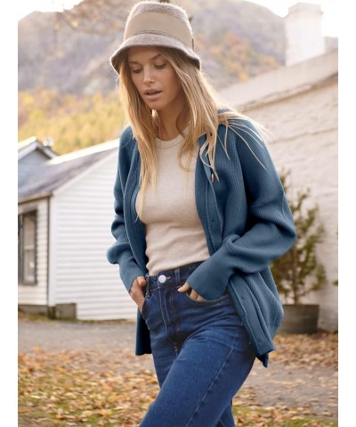 Women's Open Front Oversized Chunky Knit Long Sleeve Casual Loose Fall Fashion Sweaters Cardigan Dusty Blue $17.15 Sweaters