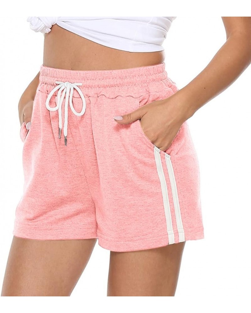 Women's Sweat Shorts Cotton Drawstring Summer Workout Casual Lounge Shorts with Pockets Pink $11.04 Activewear