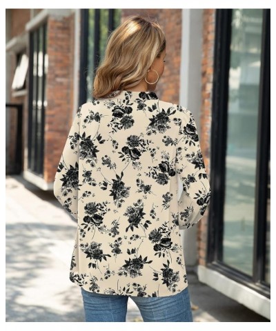 Womens Dressy Chiffon Blouse Long Sleeve Casual Tie Neck Shirt Tops Long Sleeve 01 Floral White $10.44 Blouses