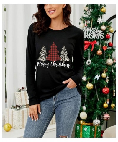 Christmas Shirts for Women Long Sleeve Crewneck Cute Xmas Tops Casual Loose Fit Blouses D- Black $11.04 Dresses