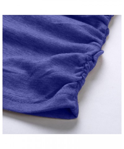 Ladies Solid Color Casual V-Neck Short Sleeve Top Z1-blue $6.88 T-Shirts