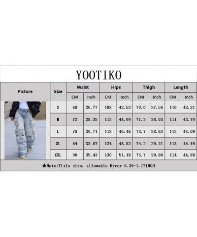 Womens Baggy Jeans Cargo Pants Y2K High Waisted Distressed Street Denim Wide Leg Trousers with Pockets 0 Black $28.79 Jeans