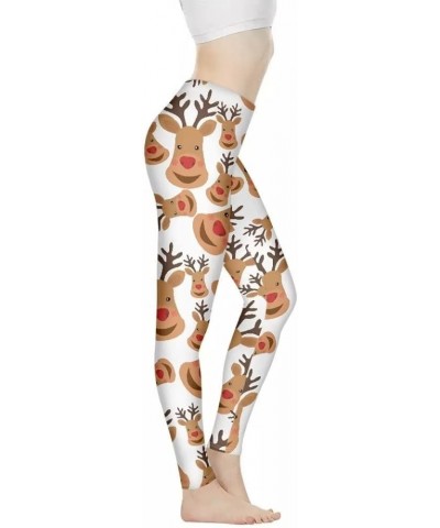 Women's Yoga Pants High Waist Tummy Control Workout Pants Comfortable Flattering Leggings Brown Ugly Christmas Deer $11.39 Le...