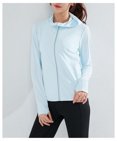 Women's UPF 50+ Sun Protection Jacket Hooded Cooling Shirt for Women with Pocket 2 Blue $11.75 Jackets