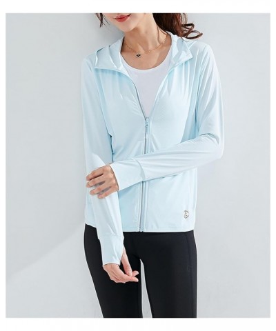 Women's UPF 50+ Sun Protection Jacket Hooded Cooling Shirt for Women with Pocket 2 Blue $11.75 Jackets