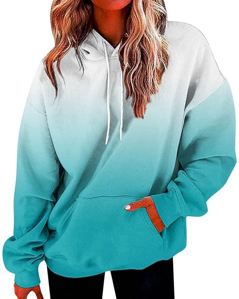 Sweatshirts for Women Long Sleeve Fashion Pullover Hoodies With Pocket Fleece Lightweight 2023 Fall Hooded Top 34cyan $9.03 H...