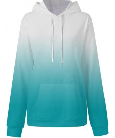 Sweatshirts for Women Long Sleeve Fashion Pullover Hoodies With Pocket Fleece Lightweight 2023 Fall Hooded Top 34cyan $9.03 H...