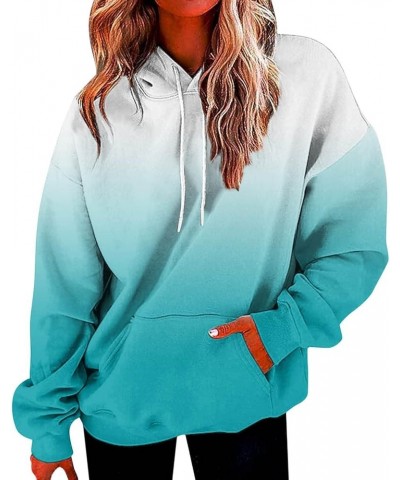 Sweatshirts for Women Long Sleeve Fashion Pullover Hoodies With Pocket Fleece Lightweight 2023 Fall Hooded Top 34cyan $9.03 H...