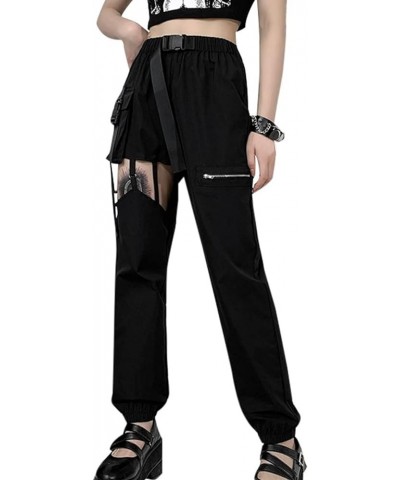 Womens Hip Hop Street Pants Trendy Jogger for Women Goth Harajuku High Waist Trousers Sexy Hollow Black Pants Hollow Black $2...