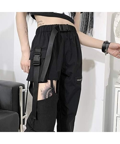 Womens Hip Hop Street Pants Trendy Jogger for Women Goth Harajuku High Waist Trousers Sexy Hollow Black Pants Hollow Black $2...