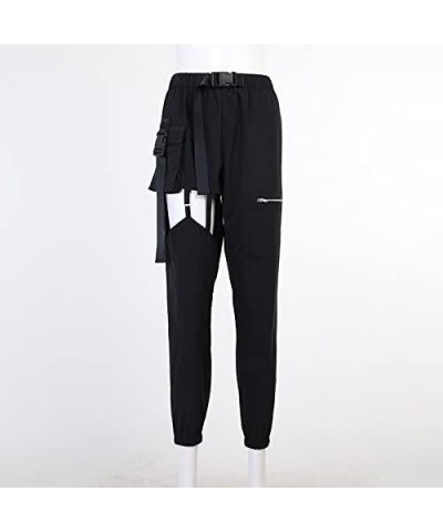 Womens Hip Hop Street Pants Trendy Jogger for Women Goth Harajuku High Waist Trousers Sexy Hollow Black Pants Hollow Black $2...