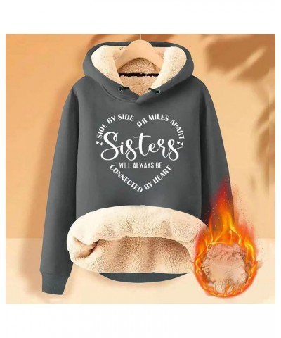 Sisters Will Always Be Connected By Heart Sister Sibling Sherpa Lined Sweatshirt Fleece Pullover Long Sleeve Tops Za-dark Gra...