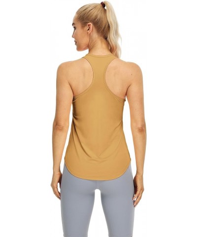 Women's Racerback High Neck Athletic Tank Tops for Workout Yoga Running (Pack of 3) Off White/Camel/Lilac $12.00 Activewear