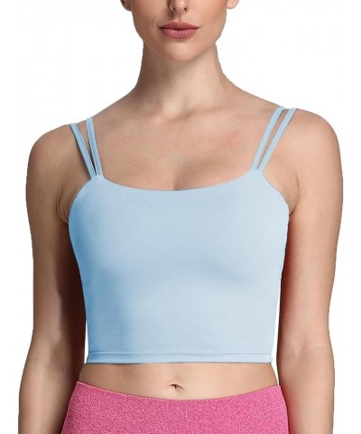 Women's Workout Sports Bras Fitness Padded Backless Yoga Crop Tank Top Twist Back Cami Airy Blue $17.27 Lingerie