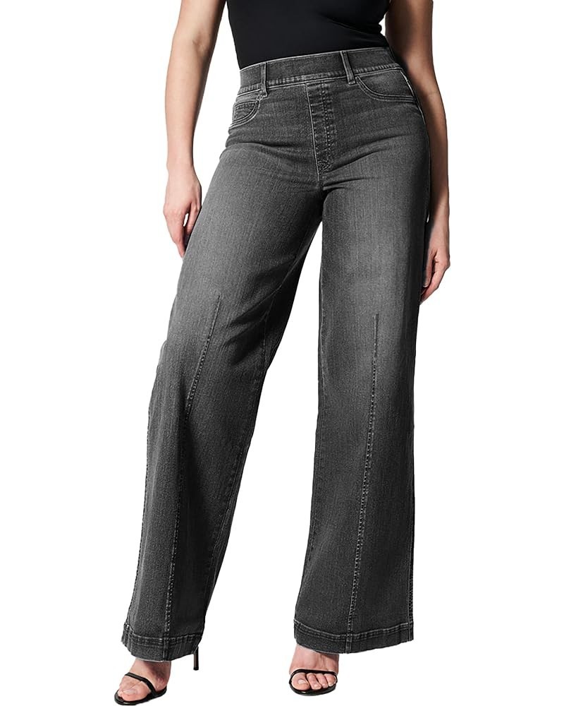 Womens Wide-Leg Jeans with Pockets Elastic Waist Denim Pants Black $27.72 Jeans