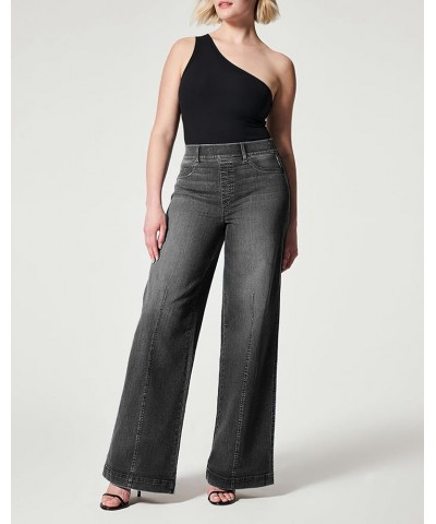 Womens Wide-Leg Jeans with Pockets Elastic Waist Denim Pants Black $27.72 Jeans