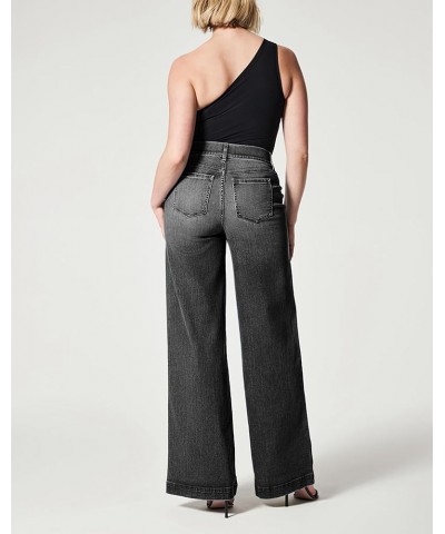 Womens Wide-Leg Jeans with Pockets Elastic Waist Denim Pants Black $27.72 Jeans