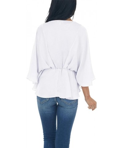 Business Casual Tops for Women V Neck Work Shirts Long Sleeve Chiffon Blouses Professional Outfits with Cufflinks B-white $10...