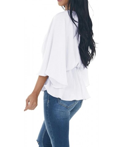 Business Casual Tops for Women V Neck Work Shirts Long Sleeve Chiffon Blouses Professional Outfits with Cufflinks B-white $10...