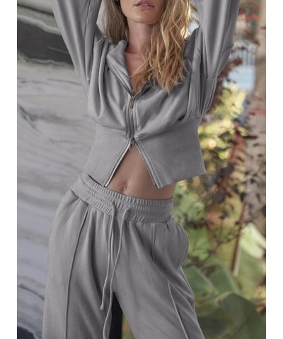 Womens 2 Piece Casual Outfit Workout Hoodie Sweatsuits with Sweatpant Travel Airport Track Suits Lounge Sets Gray $21.55 Acti...