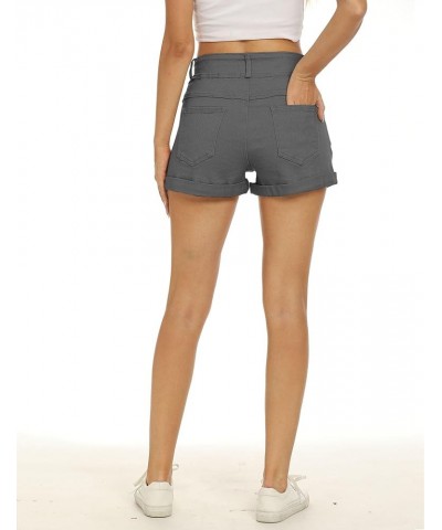 Womens High Waisted Chino Bermuda Folded Hem Shorts Gray $15.74 Shorts