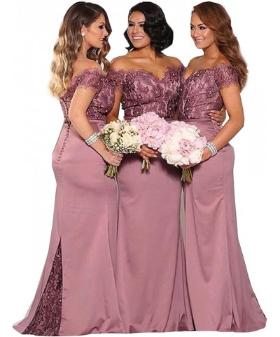 Women's Lace Bridesmaid Dresses Long 2024 Formal Mermaid Maid of Honor Gowns Dusty Rose $44.52 Dresses