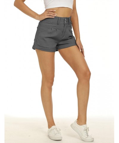 Womens High Waisted Chino Bermuda Folded Hem Shorts Gray $15.74 Shorts